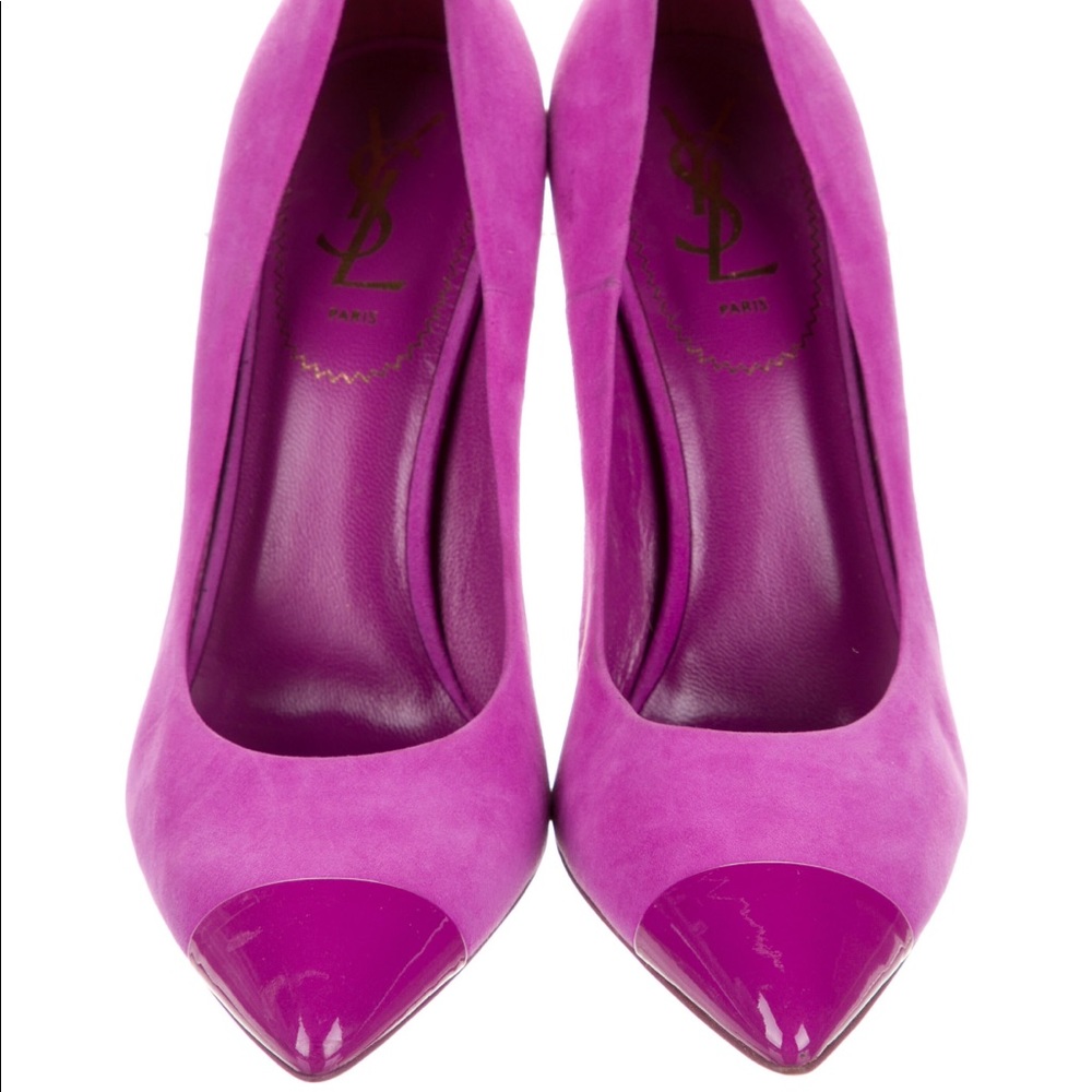 Yves Saint Laurent Suede with Leather Trim Pumps Size 8.5